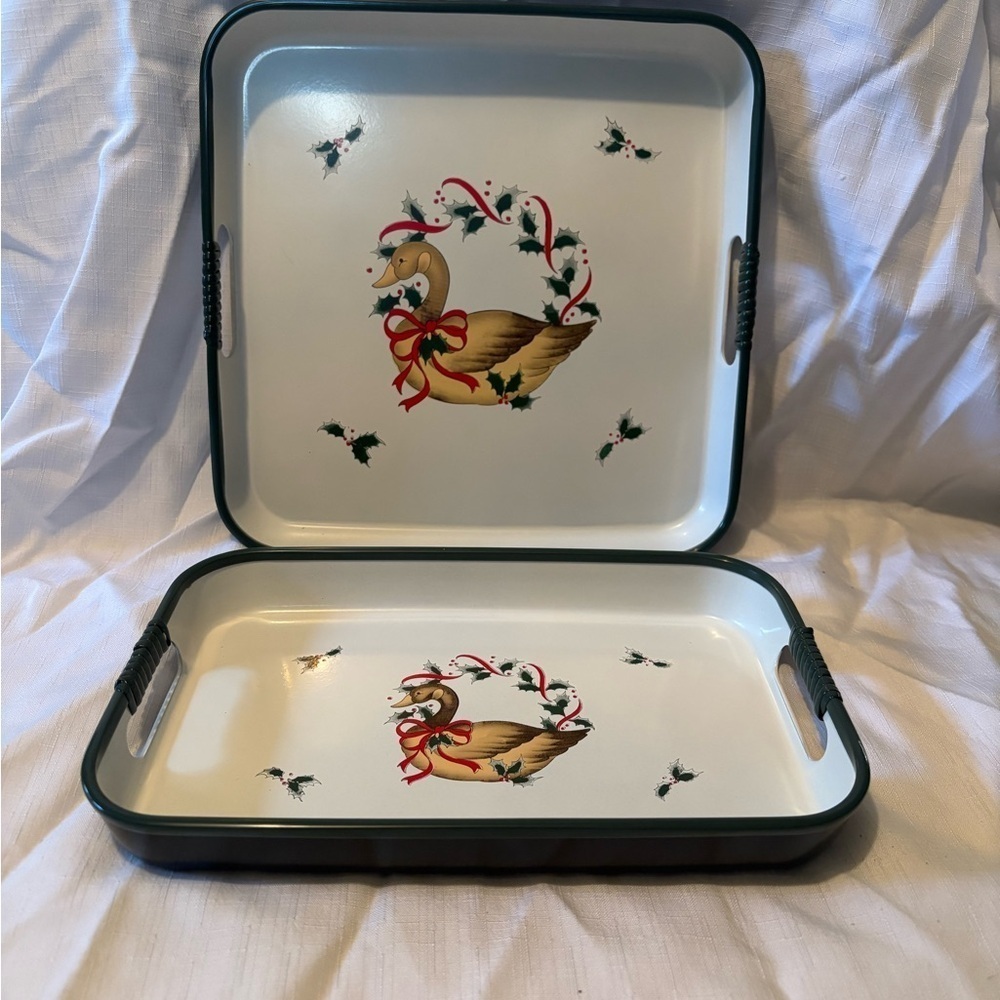 Vintage Festive Swan Serving Trays